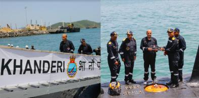 Defence Minister Rajnath Singh on INS Khanderi submarine