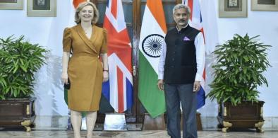 UK’s new Prime Minister Liz Truss before her meeting with Indian External Affairs Minister S. Jaishankar during her New Delhi visit on OCTOBER 22, 2021 (Photo: PIB)
