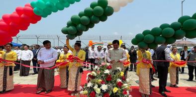 Union Minister of Ports, Shipping and Waterways Sarbananda Sonowal and Myanmar Deputy Prime Minister and Minister for Transport and Communications Admiral Tin Aung San received the maiden cargo ITT LION bringing construction material to Sittwe, Myanmar, on May 9, 2023