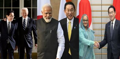 Japanese Prime Minister Kishida Fumio with US President Joseph R. Biden, Indian Prime Minister Narendra Modi and Bangladesh Prime Minister Sheikh Hasina
