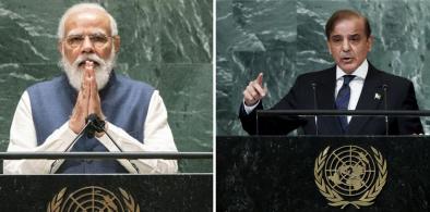 Indian Prime Minister Narendra Modi and  Pakistan's Prime Ministers Shehbaz Sharif