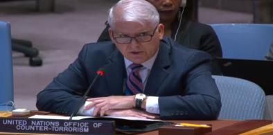 Raffi Gregorian, the Director and Deputy to the Under-Secretary-General of the United Nations Office of Counter-Terrorism, speaks at the meeting of the Security Council in New York on Monday, July 31, 2023. (Photo Source: UN)