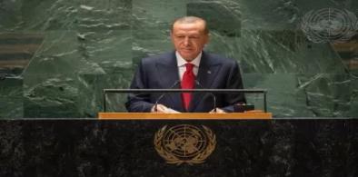 Turkiye’s President Recep Tayyip Erdogan speaks at the United Nations General Assembly on Tuesday, September 19, 2023. (Photo: UN)