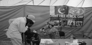 A military doctor with the Pakistani military contingent deployed with the United Nations Interim Security Force in Abyei, a region disputed by Sudan and South Sudan, at a medical camp. (File Photo Source: UNISFA) 