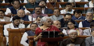 Finance Minister Nirmala Sitharaman presenting budget in Parliament