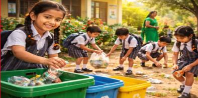 teaching young civic values on littering, keep surroundings clean