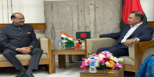 India’s Lok Sabha Speaker Om Birla meeting Bangladesh’s new Prime Minister Tarique Rahman