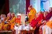 The Dalai Lama speaking to Buddhist lamas